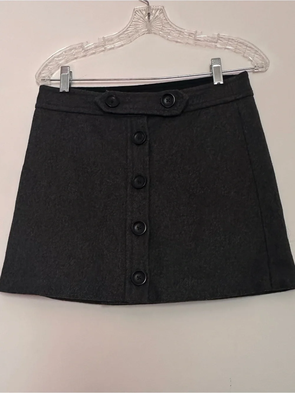 GAP Charcoal Button-Front Wool Mini Skirt Size 4